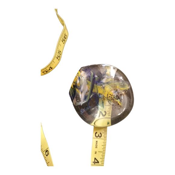 Mtarfa Art Glass Blue Yellow Paperweight Maltese Glassware Collectable VGUC - Picture 8 of 9